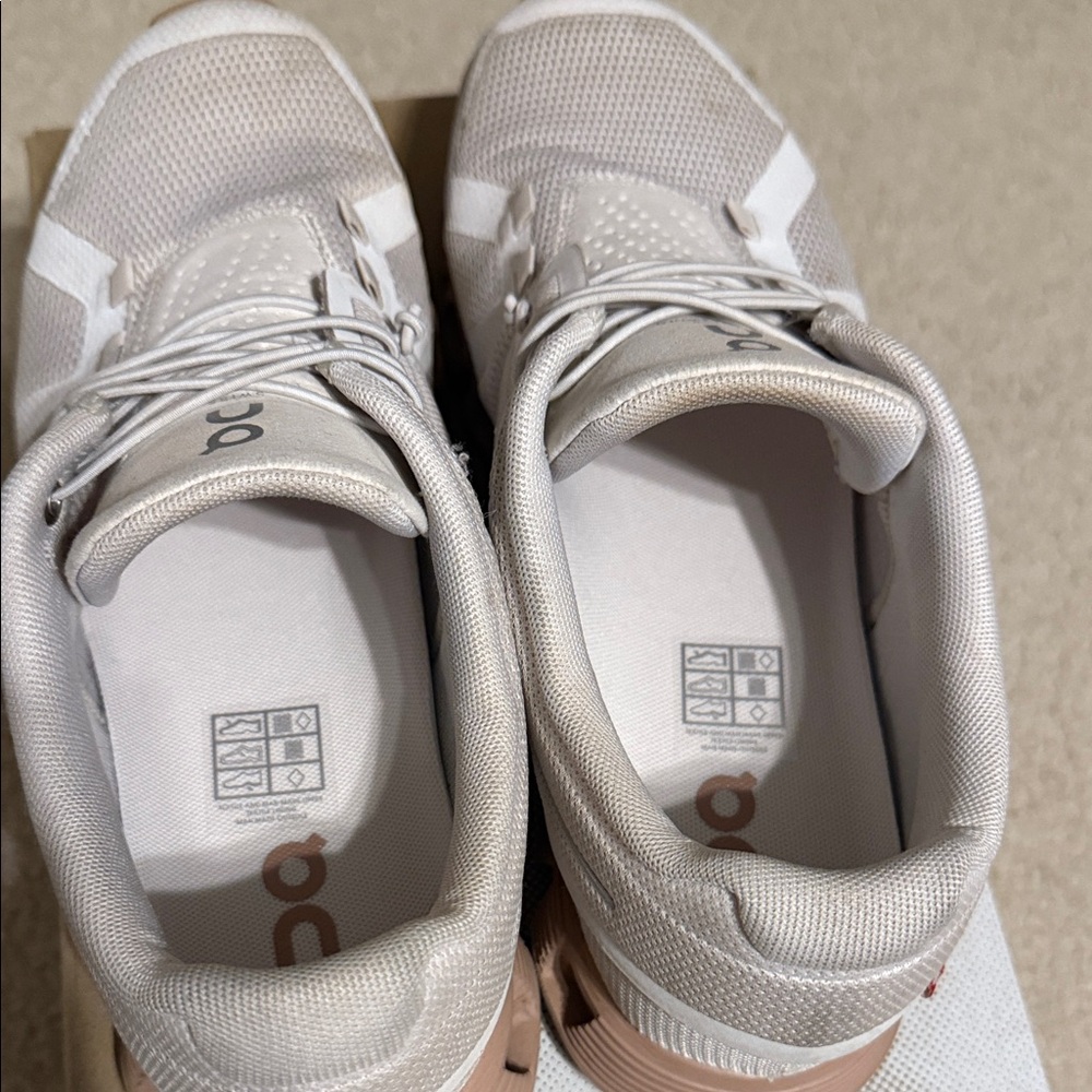 On Women's Athletic Shoes in Cream and Tan - Picture 4 of 6